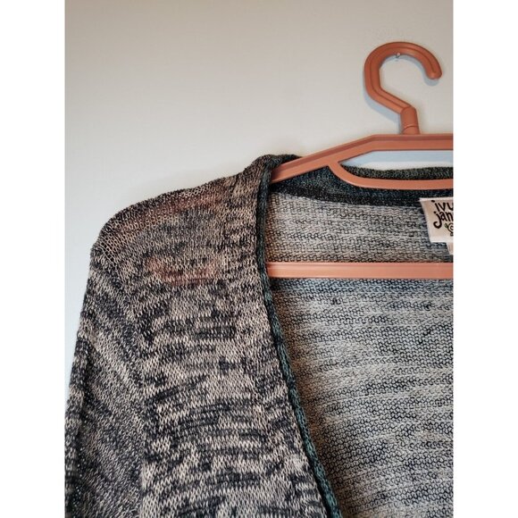 Ivy Jane Women's Sz M Cardigan Button Accent Long Sleeve Gray Teal 100% Linen - Picture 4 of 7